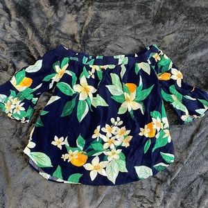 Orange blossom off the shoulder top